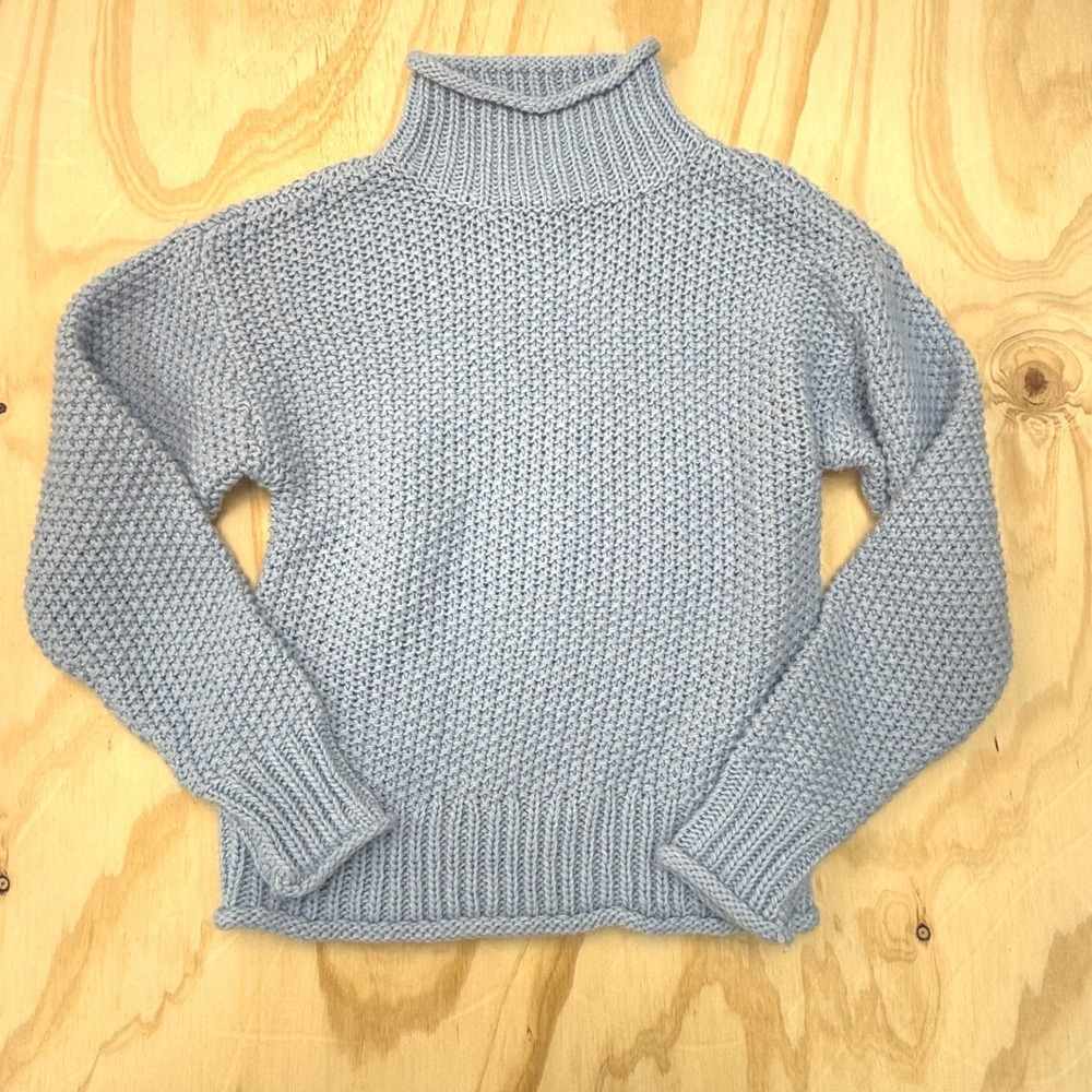 a.n.a a new approach Light Blue Chunky Knit Turtleneck Sweater Womens Size Small